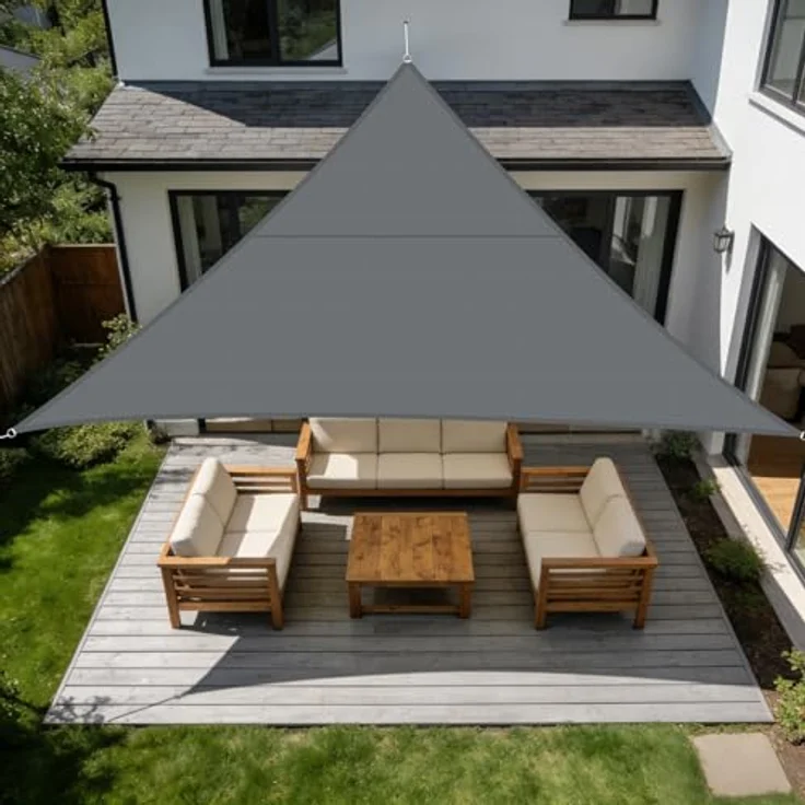 SUNNY GUARD Sonnensegel Wasserdicht 4x4x4m Dreieckig Sonnenschutz Wetterschutz Segel Baldachin UV Schutz für Balkon Terrasse Garten, Dunkler Anthrazit – Bild 1