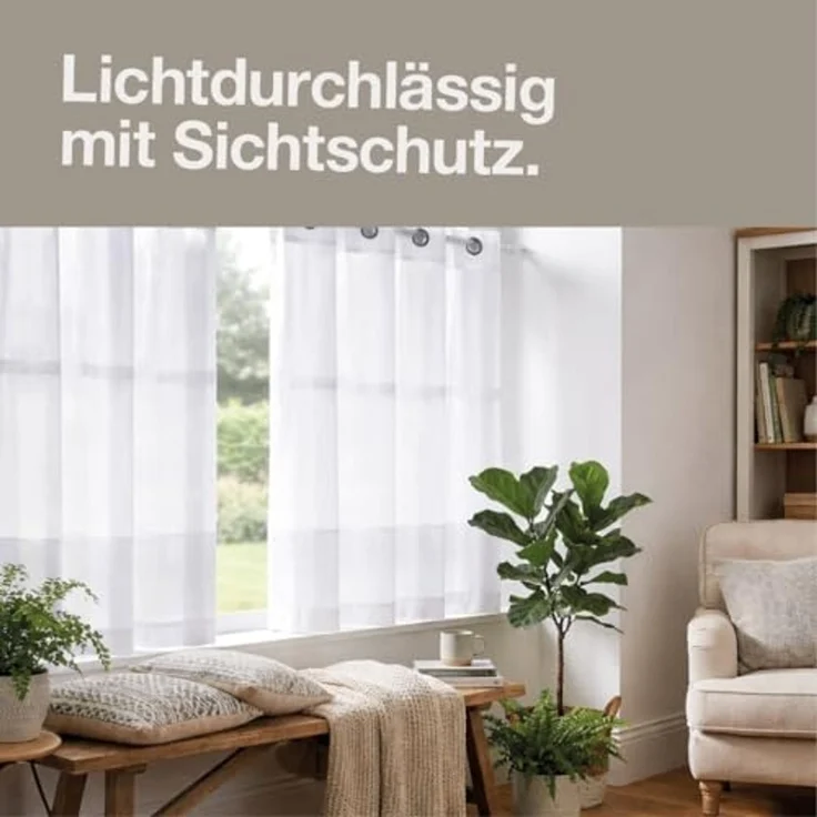 Happy Home Scheibengardine HARLOTTA, Ösen (1 St), transparent, HxB: 53x140, Webware "Made in Germany" – Bild 5