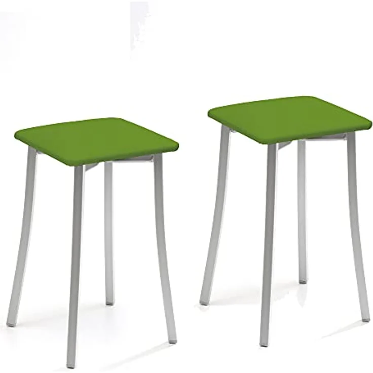 ASTIMESA Zwei Küchenhocker mit Beinen aus Kunstleder, Grün – Bild 2