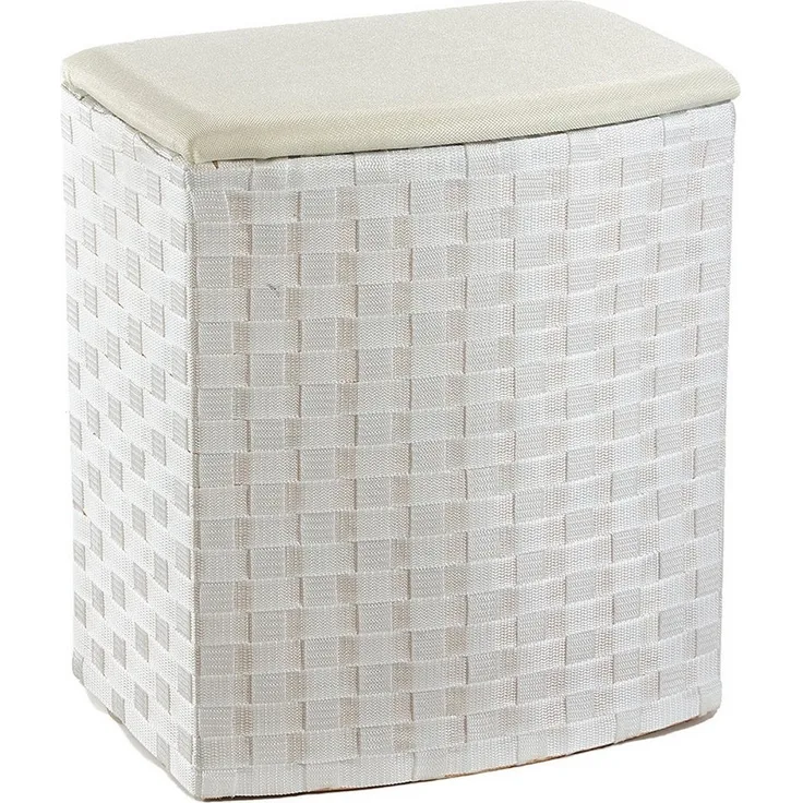 Kobolo Wäschesortierer Wäschebehälter Wäschesammler - Nylon - beige weiß (Stück, mit Deckel), 45x33x53 cm