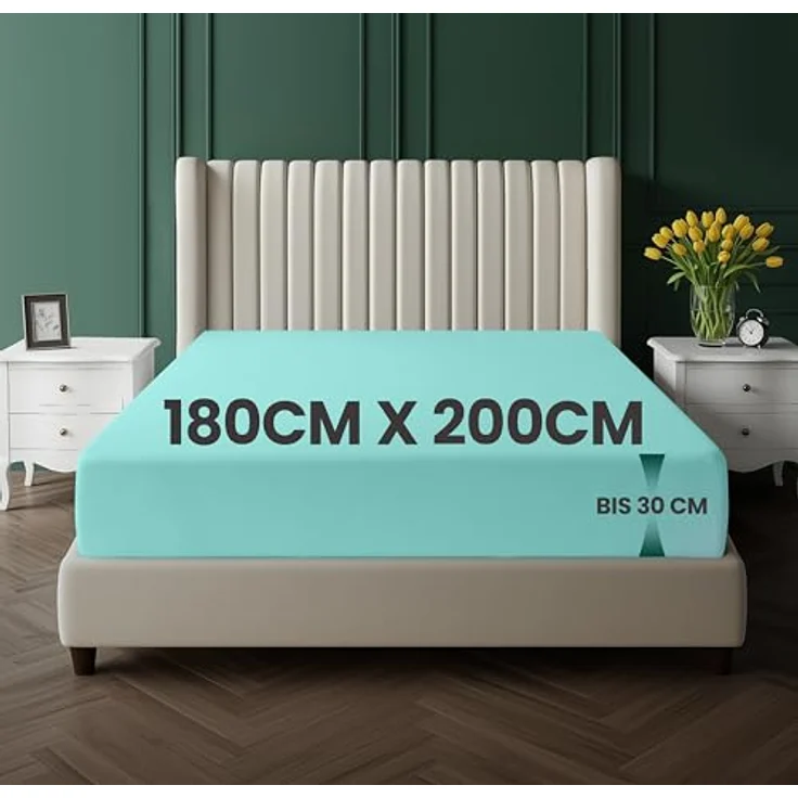 Utopia Bedding - Spannbettlaken 180x200 cm Bis 30 cm - Spa Blau - Gebürstete Mikrofaser Spannbetttuch - Oeko Tex Standard 100 – Bild 3