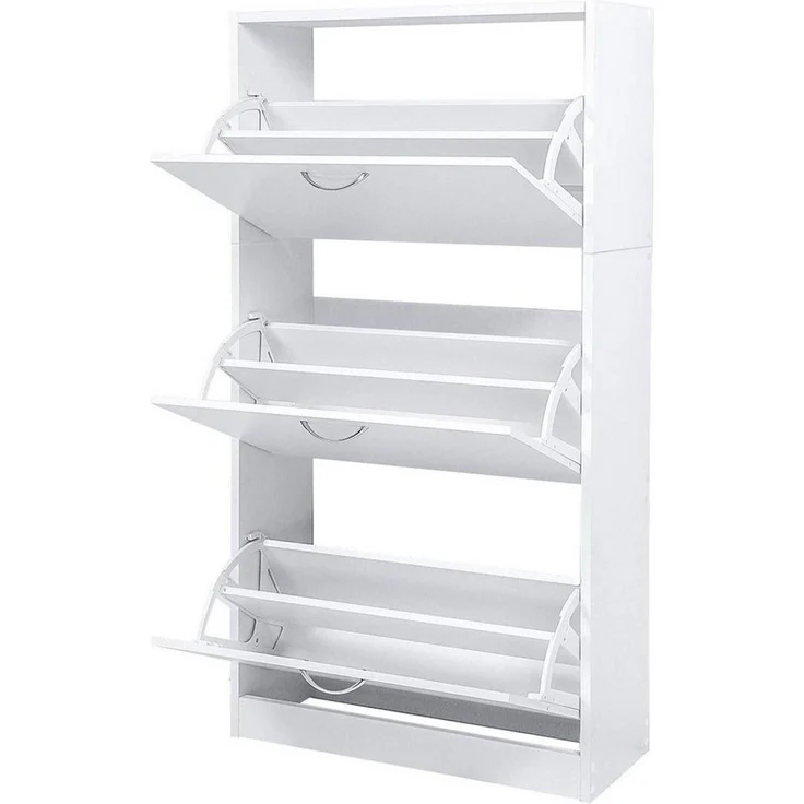 Mondeer Schuhschrank Verstellbarer Schuhkommode Schuhkipper mit 3 Klappen, 2 Schuhablagen 63 x 120 x 24 cm – Bild 3