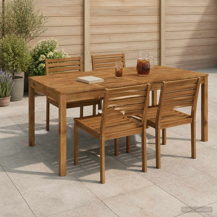 vidaXL Gartentisch LAREN Natur 180 x 88,5 x 75 cm Massivholz Akazie 901253 – Bild 1