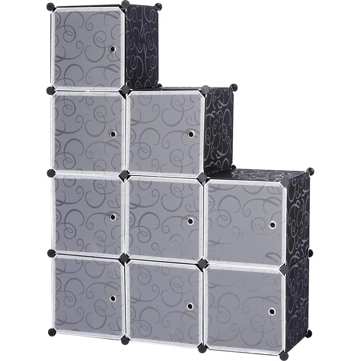 Woltu DIY Kleiderschrank mit Tür, 9 Fächer schwarz
