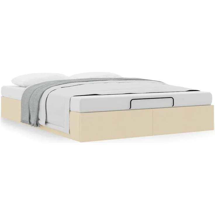 vidaXL Ottoman-Bett ohne Matratze Creme 140x190 cm Stoff 3310880 – Bild 3