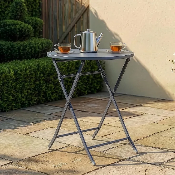 Klapptisch Sande Stahl 71xØ62 cm Schwarz [en. casa] – Bild 1