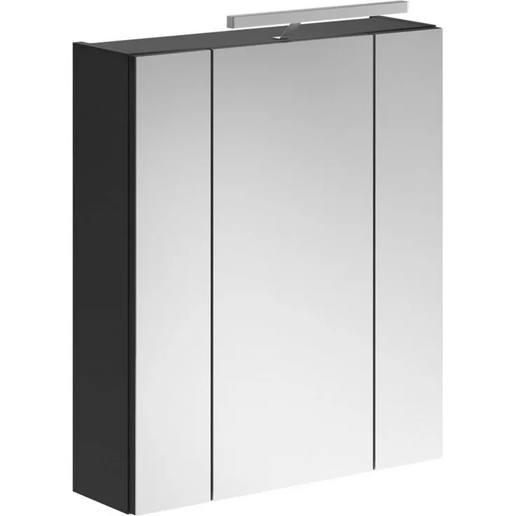 Newroom Spiegelschrank Schwarz Hochglanz 60 cm Spiegelschrank mit Beleuchtung Schwarz Hochglanz Spiegelglas Modern
