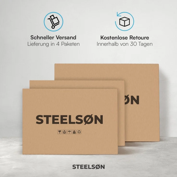 STEELSØN 'Kestra' Mülltonnenbox 3er je 120 Liter, anthrazit mit Holzoptik, Mülltonnenverkleidung aus Stahl, wetterfest, 102x62x177,5 cm, Müllbox für 3 Tonnen – Bild 9