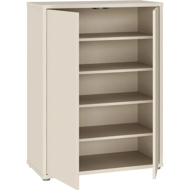 Forte ALICE SPRINGS Schuhschrank 70 80, moderner Flurschrank mit 2 Türen und 4 Einlegeböden, Holzwerkstoff, Kaschmir/Beige, 74,5 cm breit x 99,1 cm hoch x 34,9 cm tief – Bild 6