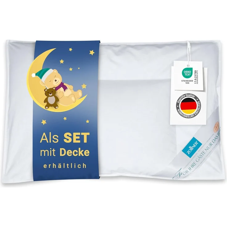 ZOLLNER Kinder & Kleinkinder Daunenkissen aus 90% Daunen und 10% Federn, Bezug Baumwolle, 40x60 cm – Bild 1