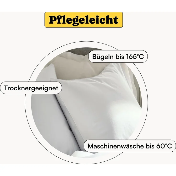 Seralino Kissenbezüge Mako Satin Kissenbezug (100% Bio Baumwolle) weich, hautfreundlich, (2 Stück), Fairtrade/ GOTS zertifizierte uni Kissenhülle mit Reißverschluss – Bild 6