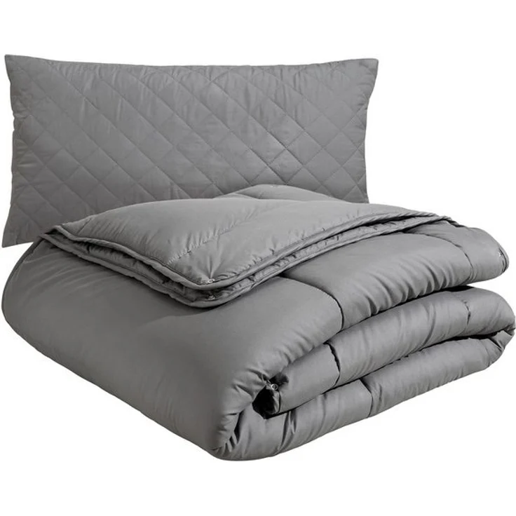 OTTO home Microfaserbettdecke + Microfaserkissen Clarra Spar Set, Decke + Kissen 135x200, 155x200 cm & weitere Größen, Set mit Kissen 40x80 cm, 80x80 cm, Sommer, Herbst, Winter in grau – Bild 4