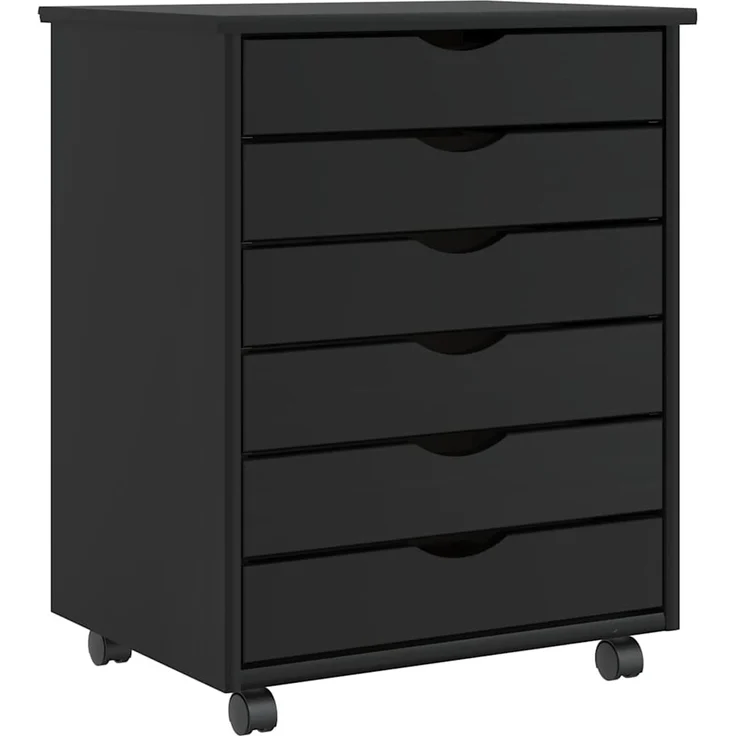 vidaXL Rollschrank mit Schubladen MOSS Schwarz Massivholz Kiefer 4015784 – Bild 2