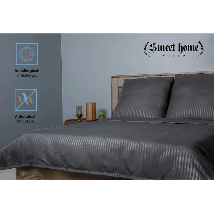 Deluxe Bettwäsche aus Mikrofaser - 140 x 200 cm mit 80 x 80 cm Kissenbezug - Anthrazit – Bild 3