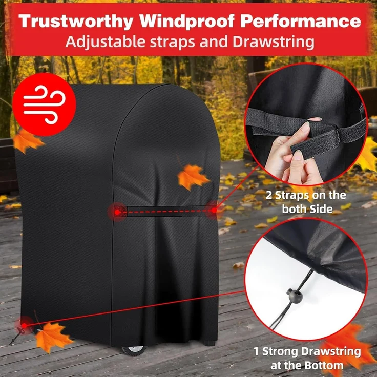  SPGOOD Grillabdeckung, wasserdicht, 420D Oxford-Stoff schwarz, 76 x 66 x 110 cm – Bild 3