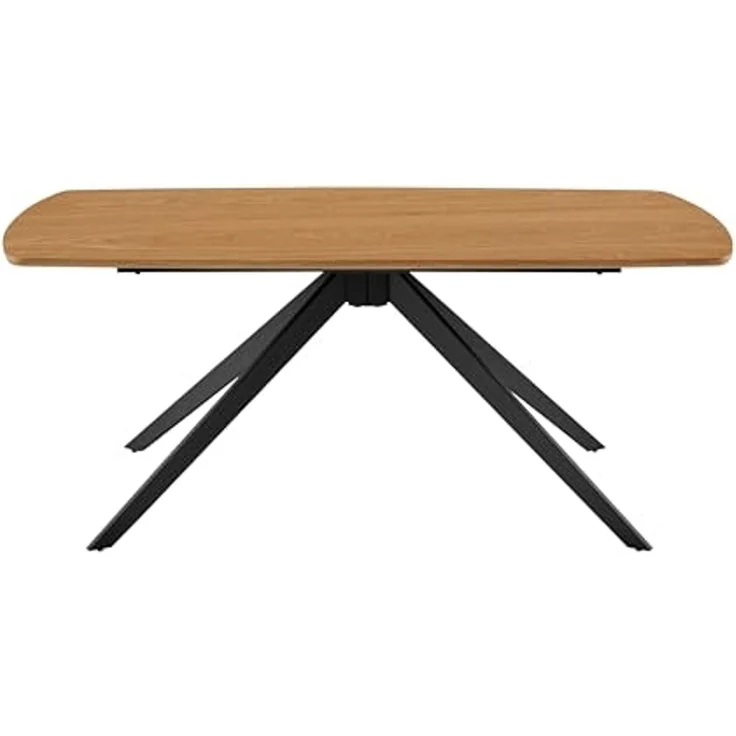 byLIVING Esstisch Jason/Tischplatte in Eiche Natur, Spinnenfußgestell in schwarz/Echtholzfurnier & abgerundete Kanten/Esszimmertisch/Küchentisch/Maße: 160 x 90, H 75 cm – Bild 7