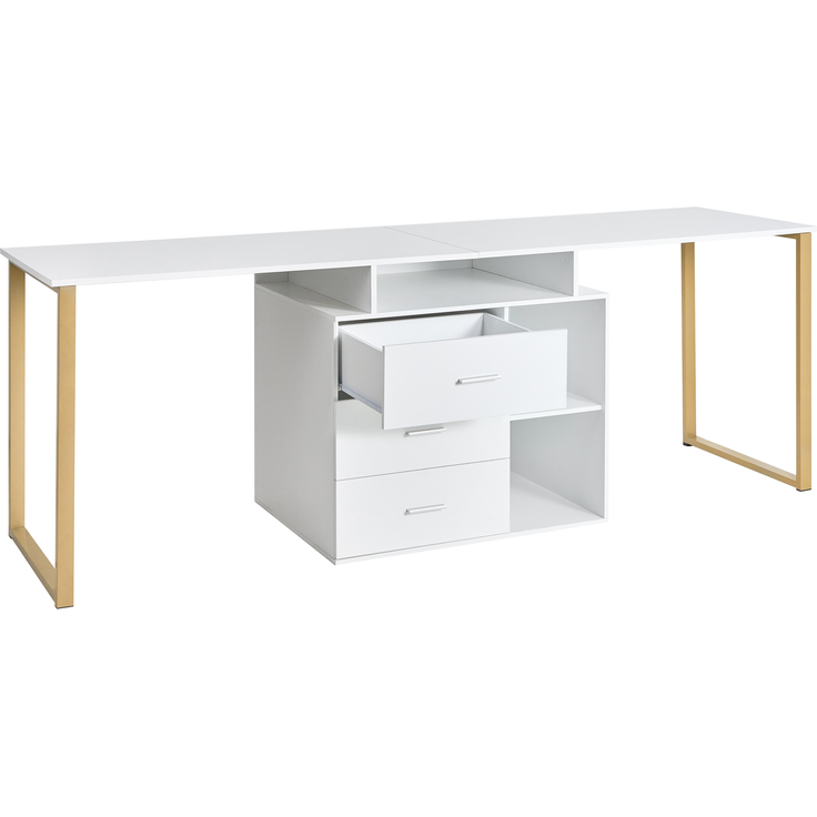 Verstellbarer Schreibtisch ASHMORE Weiß 165 220 cm 55 cm – Bild 5