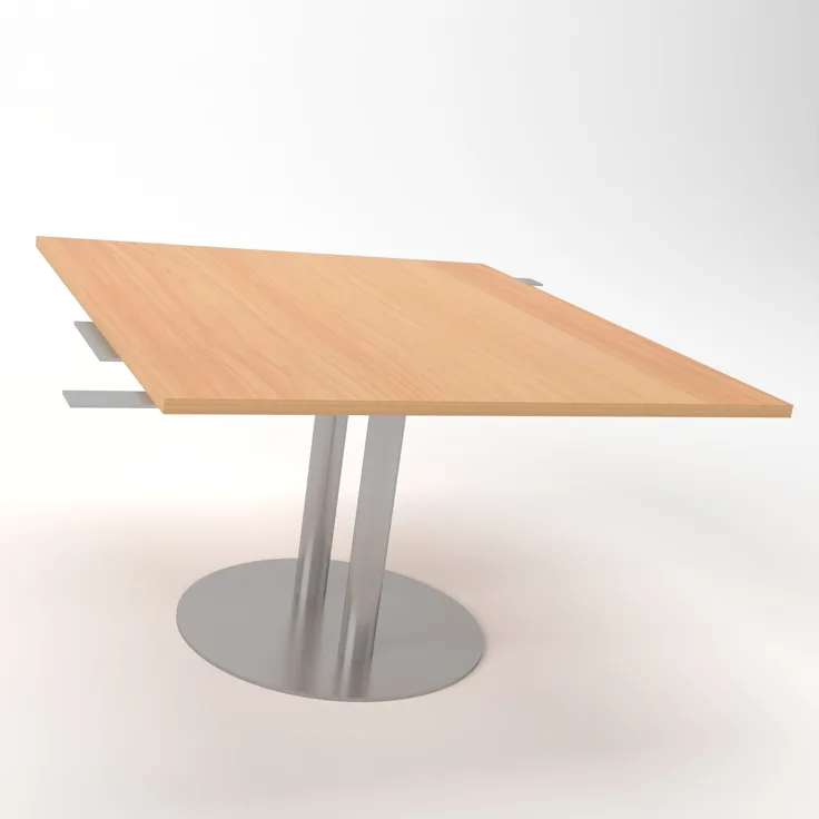 Rheinland Möbel Verkettungsplatte KONTI 120x130 cm – Erweiterungselement in Buche mit silbernem Tellerfuß, Anbautisch für KONTI Konferenztische 280/400/520 cm, modernes Verbindungselement für Besprechungstische