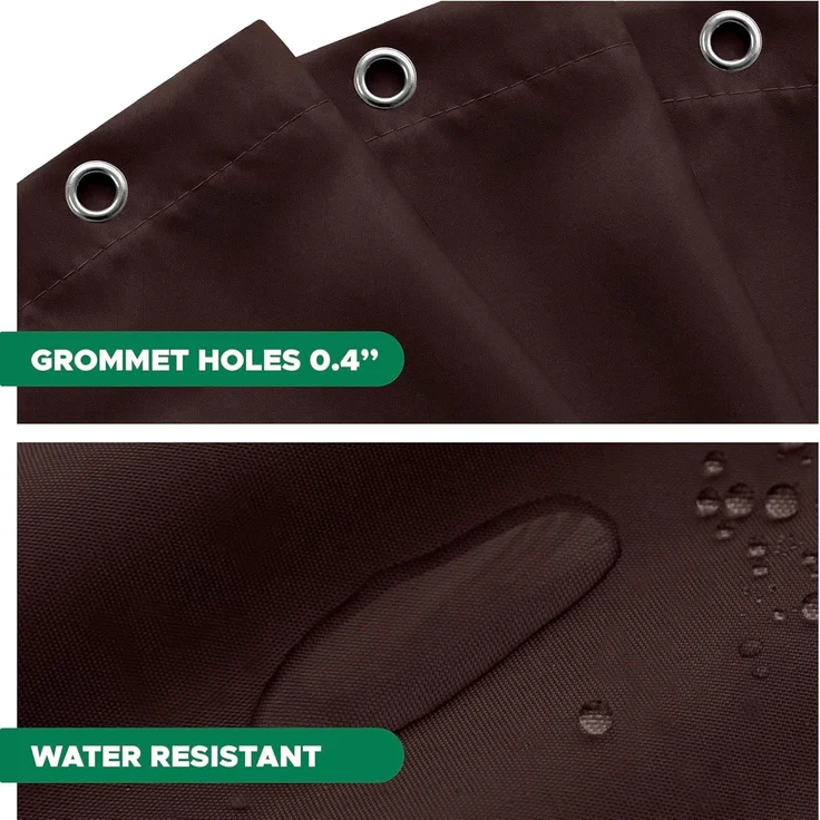 Stoff Duschvorhang 183 × 183 cm Braun, Wasserresistent, Rostfreie Ösen, Gewichteter Saum, Waschbar – Bild 3
