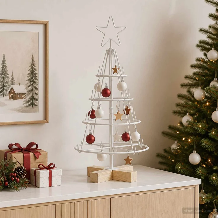 vidaXL Metall Weihnachtsbaum KUOPIO 60 cm Stahl Weiß 42053810 – Bild 3
