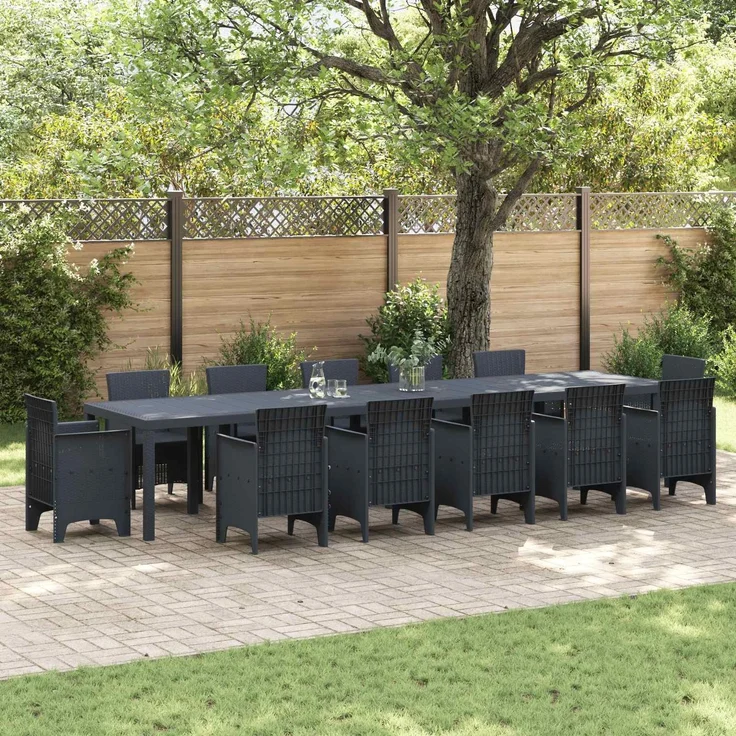 vidaXL Gartentisch Anthrazit 400 x 100 x 73 cm Poly-Rattan 3378528 – Bild 1