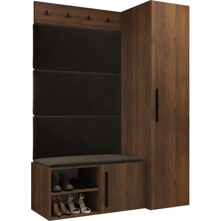 Mirjan24 Garderoben-Set Mapreni II (Farbe: Nuss Warmia, Polo 877), 191 x 50 x 124 cm