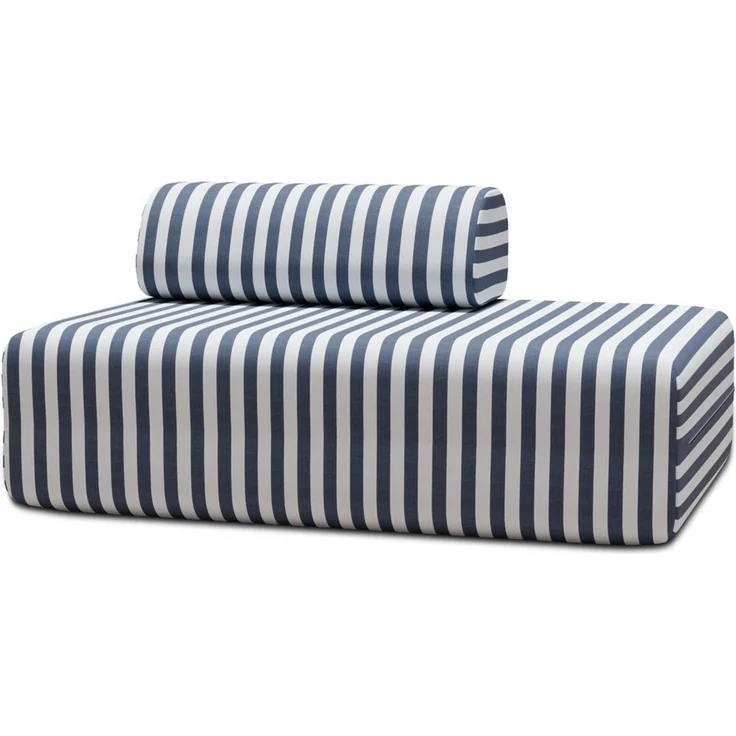 Zweisitzer-Gartensofa mit Streifen in Weiß und Dunkelblau – Bild 1