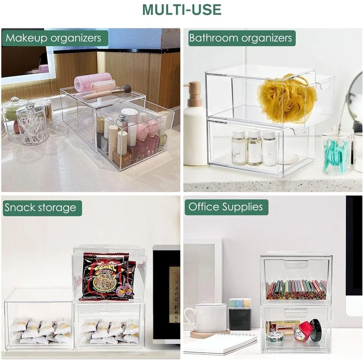 Greentainer Kosmetik Organizer Schubladen Stapelbar Acryl-Make-up-Organizer 3 – Bild 6