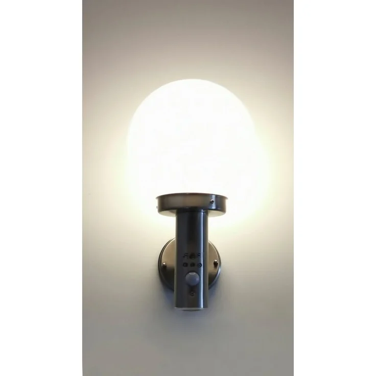 TRANGO LED Außen-Wandleuchte, 8005-PIRL LED IP44 Sensor Außenleuchte inkl. 1x 4-5 Watt E27 LED Leuchtmittel 3000K warmweiß *BO* Wandleuchte mit Bewegungsmelder Sensor, aus Edelstahl und Kunststoff, Wegbeleuchtung, Wandlampe – Bild 3