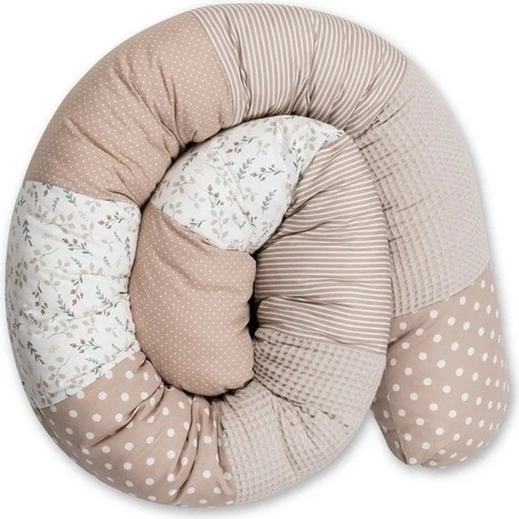 ULLENBOOM ® Baby Kuschelschlange 200x13 cm Sandblume (Made in EU) - Kuschelschnecke in vielen Farben und Größen, Bezug: 100% OEKO TEX Baumwolle, Nackenrolle, Kopfschutz für Wickeltisch, Motiv: Sterne – Bild 1