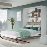 Schrankbett S-ROOM 140 x 200 Klappbett Weiß und Catania Eiche, Forte