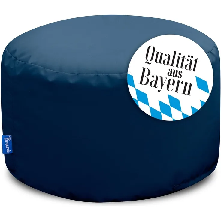 Bruni Pouf Sitzhocker L in Blaugrau – runder Sitzpouf, Indoor und Outdoor als Fußhocker, Yoga-Sitzkissen, Meditationskissen geeignet