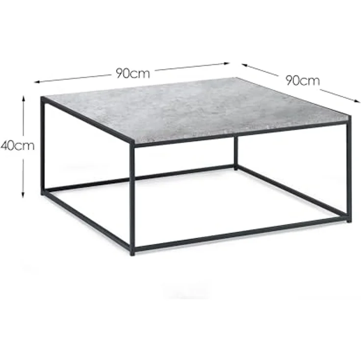 Julian Bowen Staten Square Couchtisch, Betonoptik/Schwarz – Bild 3