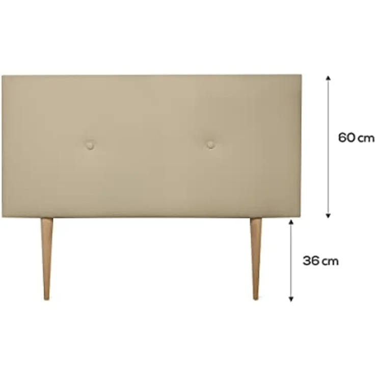 Dreaming Online - Kopfteil mit Polsterung, Modell Mailand, mit Beinen, Bezug aus hochwertigem Kunstleder, Holz Lederimitat, beige, 90 x 60 cm (Cama 80) – Bild 2