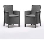BICA Poltrona 2er Set Lido Gastro Sessel inkl. Sitzkissen, Graphit, Gartensessel, Wetterfest