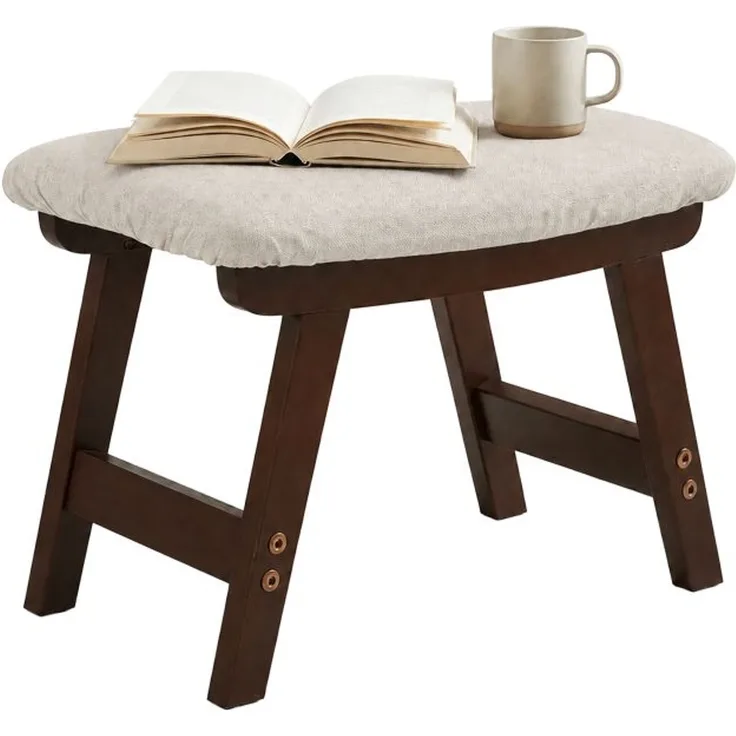 Relaxdays Fußhocker Holz & Stoff