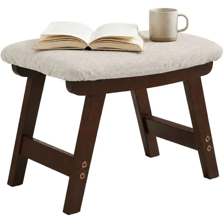 Relaxdays Fußhocker Holz & Stoff – Bild 1
