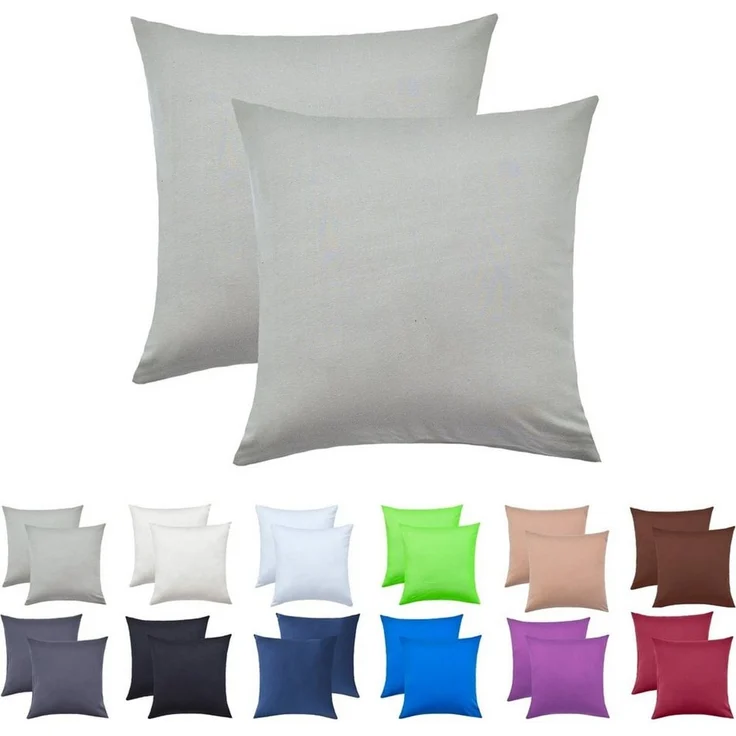 NatureMark Kissenbezüge 2er Pack Jersey Kissenbezug Kissenhülle, (2 Stück), Kissenhülle in vielen Größen und Farben (40 x 40 cm, Silber grau) – Bild 1