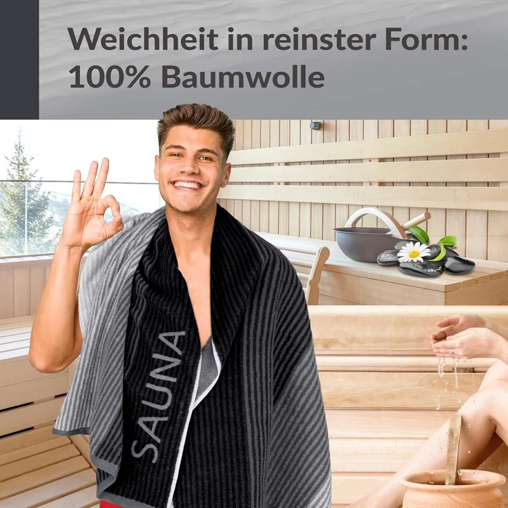 Lashuma Saunatuch Handtuch XXL Helsinki, Frottee (1-St), Premium Bade - Saunahandtuch 85x200 für Damen und Herren – Bild 8
