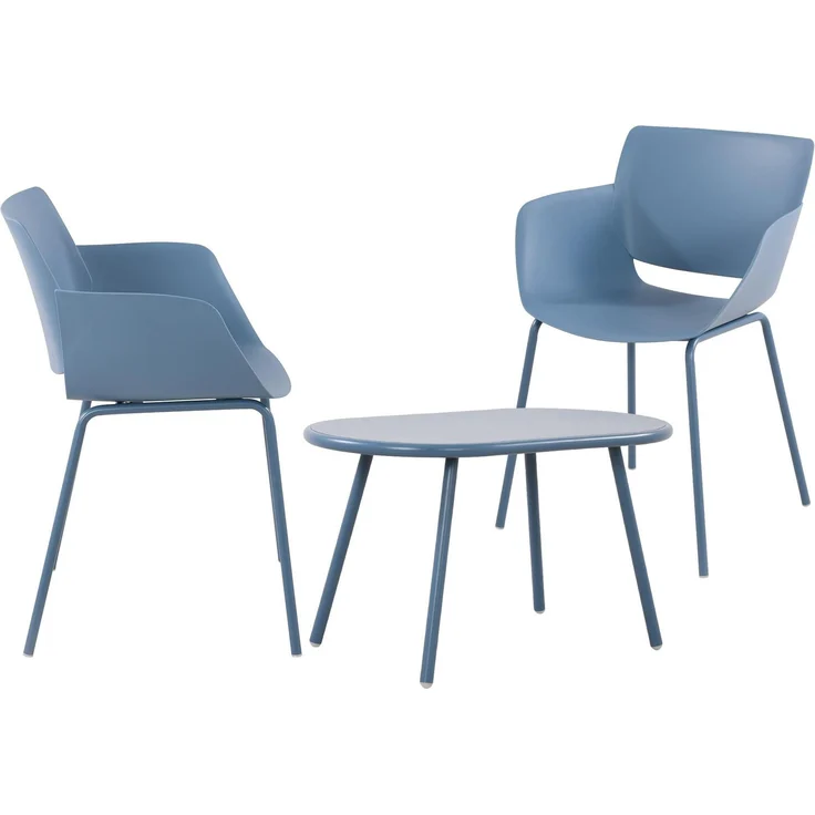 CLP Sitzgruppe Velvena Set Tisch Velva Stühle Alpena wetterfest und UV-beständig,blau 2 Stühle – Bild 1