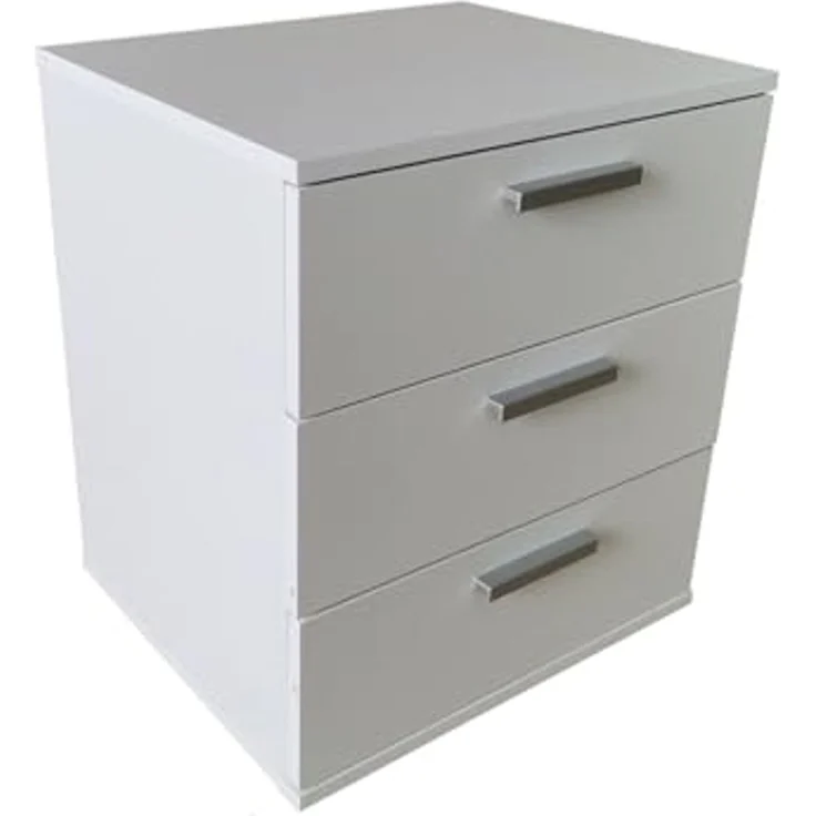 HTI-Living Nachtschrank Nachtkommode 3 Schubladen Nina Weiß (Stück, 1-St, 1 Nachtschrank) Nachtschrank Nachttisch – Bild 2