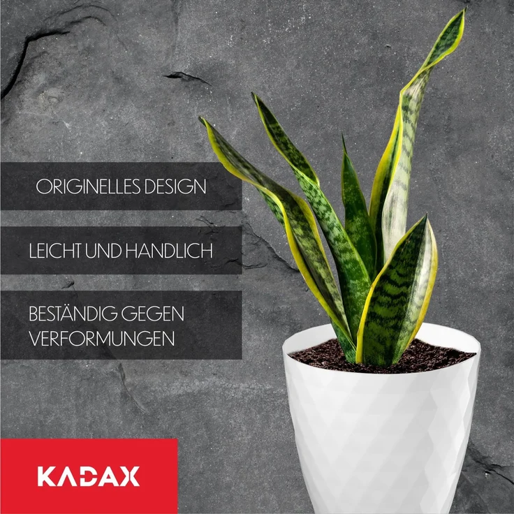 KADAX Kunststoff-Blumentopf mit Ständer, Blumentopf-Abdeckung für Blumen, 25 cm, Weiß – Bild 6