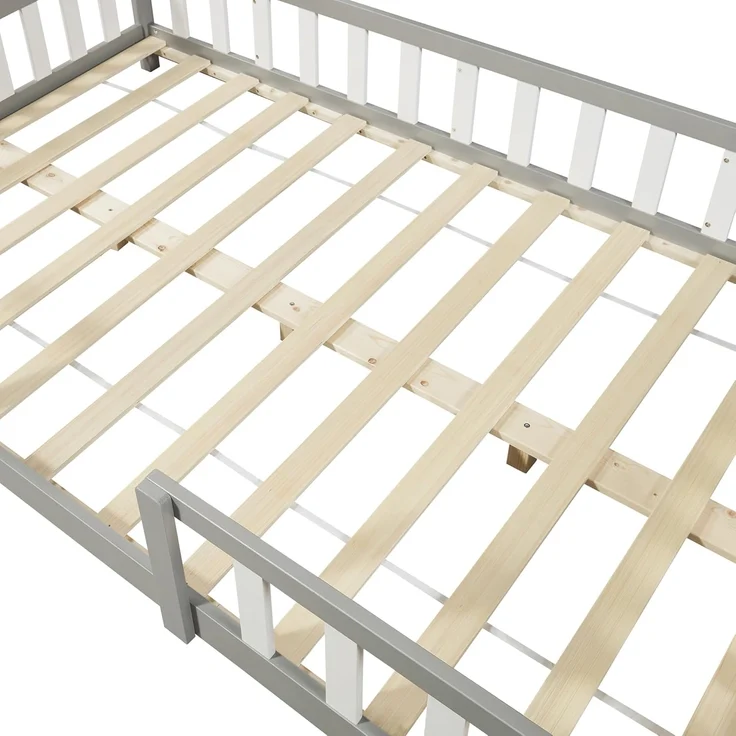 Kinderbett Sisimiut mit Matratze 120x200 cm Hellgrau / Weiß [en. casa] – Bild 6
