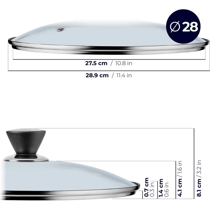 KADAX Deckel 28 cm Glasabdeckung für Topfbratpfanne – Bild 4