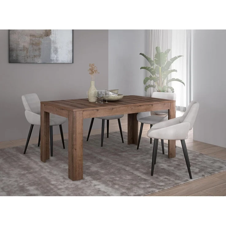 Forte Savona moderner Esstisch 160, ausziehbar, Esszimmer, Wohnzimmertisch, Holzwerkstoff, Edeleiche Holzdekor, 160 cm breit x 78,2 cm hoch x 90 cm tief – Bild 2