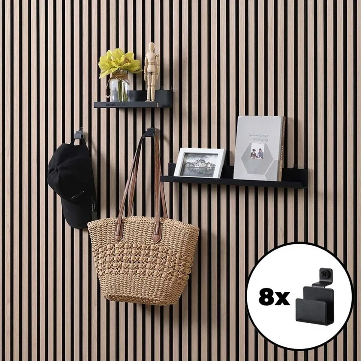 HOME DELUXE Dekohaken SCAF - 10 x 5 x 5 cm, Akustipaneel, (8-St), rostfrei - Wandhaken, Kleiderhaken, Garderobenhaken, Wandgarderobe