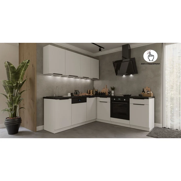 Winkelküche ARIA K-WH ECKE 1 - 215 x 220 + 120 cm Anti Fingerprint Küchenzeile Küchenblock Singleküche Einbauküche Küche Eckküche – Bild 3