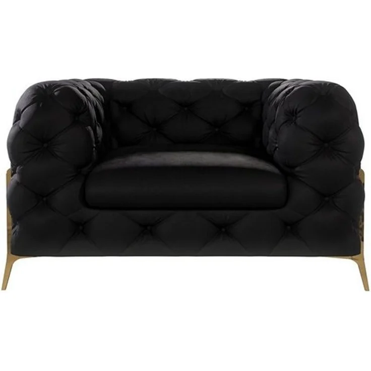 S-Style Möbel Chesterfield-Sessel Ashley mit Goldene Metall Füßen, mit Wellenfederung – Bild 4