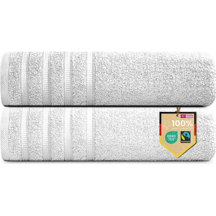 2er Set Saunatücher Plain weiß 90x200 - Größe: 90x200, Farbe: Weiss