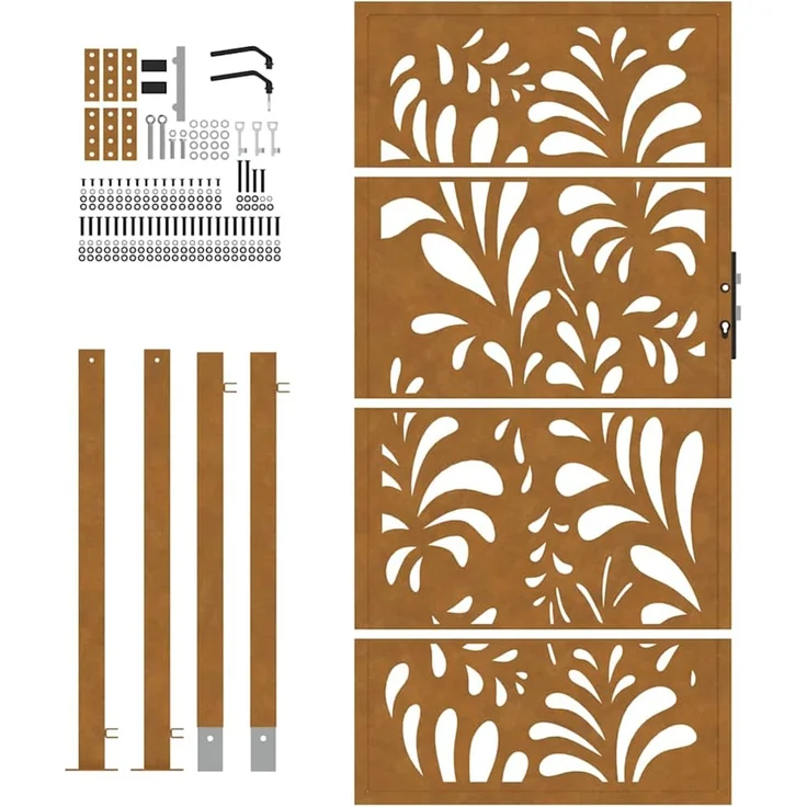 vidaXL Gartentor 100x175 cm Verwitterungsstahl Wellendesign 4100977 – Bild 5